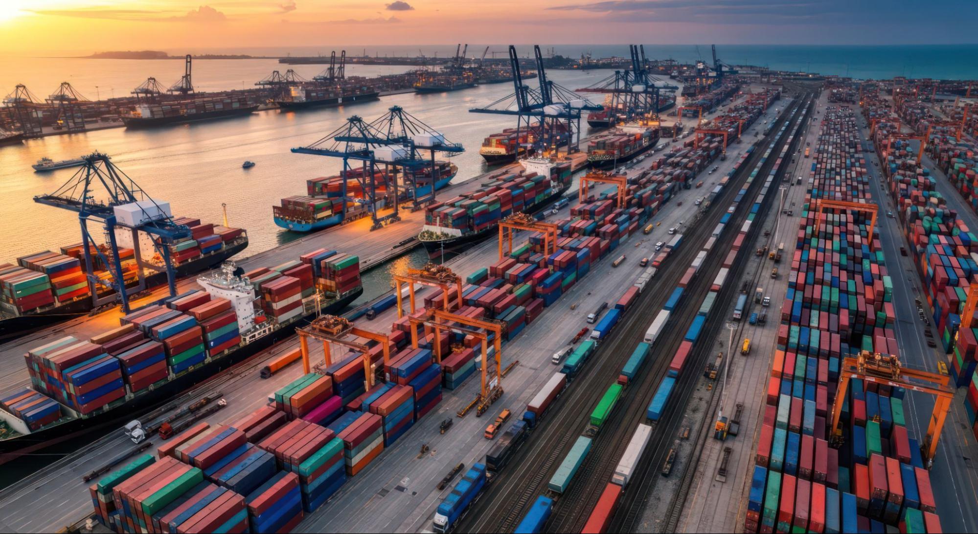 Global shipping port with cargo containers and cranes illustrating modern supply chain infrastructure and logistics resilience